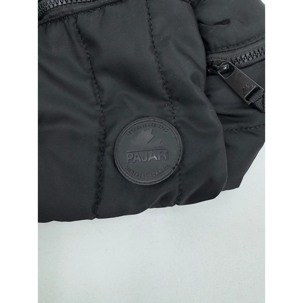Pajar Canada Black Quilted‎ Puffer Duffel Bag Orange Lining Travel Gym CA56188
